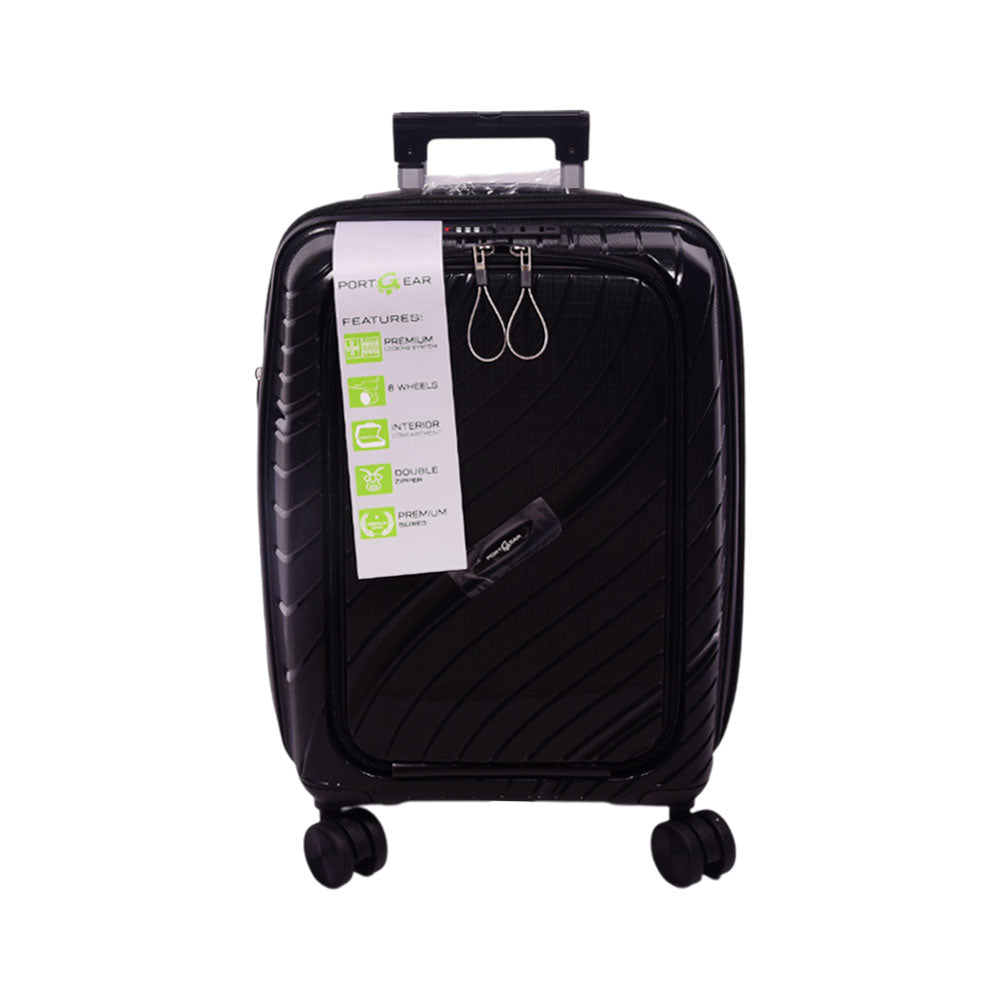 PORT GEAR TROLLEY CASE 20INCH BLACK PP05 Default Title - MamasJan Luggage