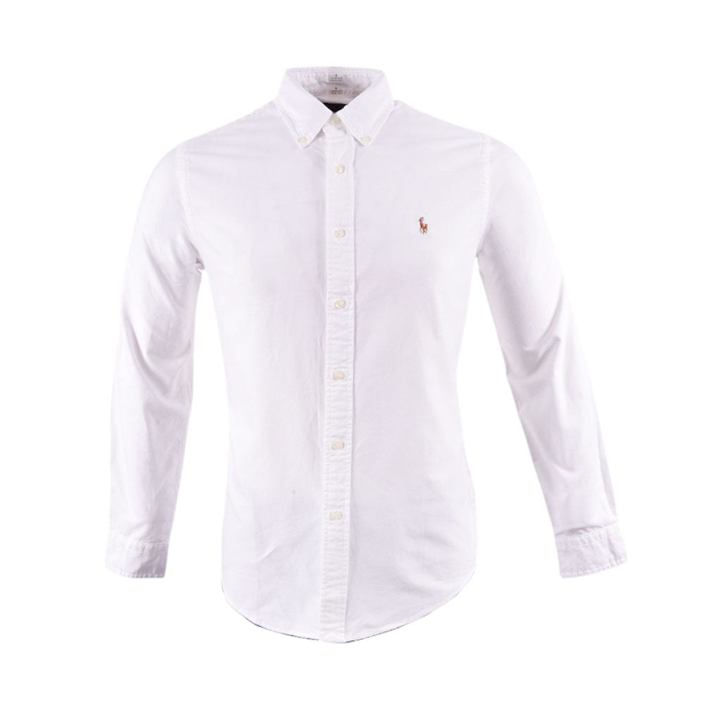 RL MEN L/S BUTTON DOWN SHIRT 870001 WHT L (IR) M - MamasJan mens wear