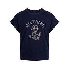TH WOMEN S/L R.NECK SHIRT XW04338-401 NVY M (IR) Default Title - MamasJan mens wear