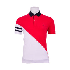 TH MEN S/S POLO SHIRT XM05158-100 WHT/RED L (IR) XL - MamasJan mens wear