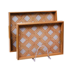 TRAY SET 2PC WOODEN IR 1416-1 Default Title - MamasJan Crockery