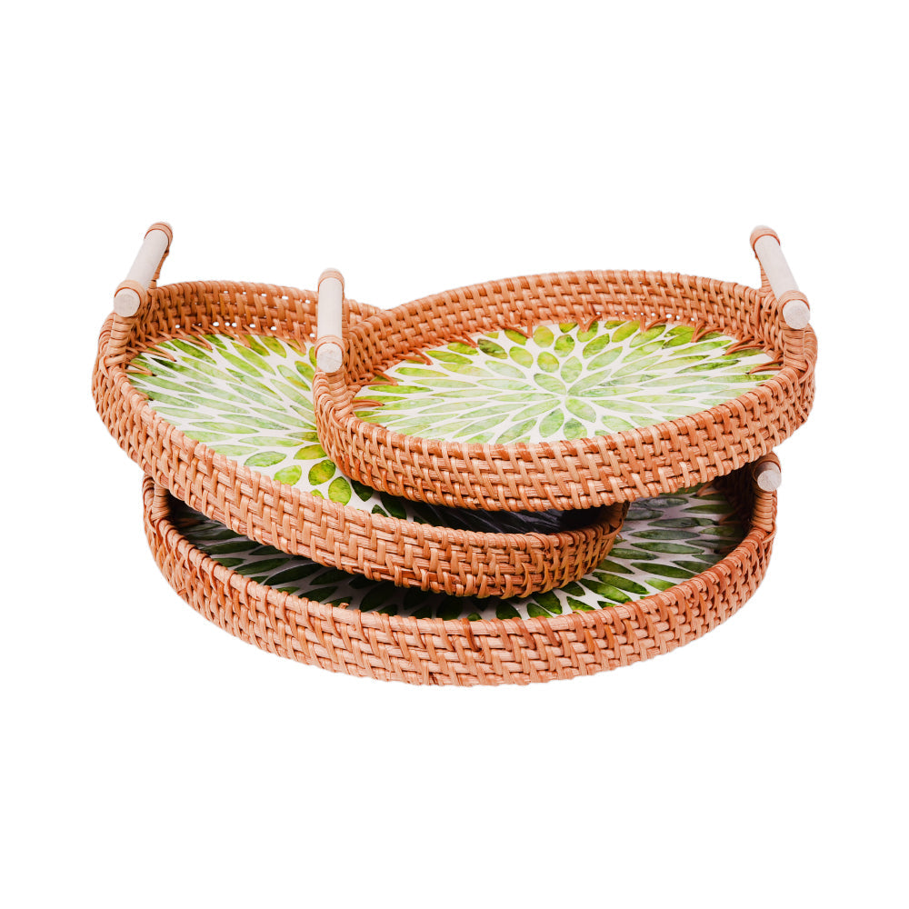 TRAY SET 3PC CANE IR 981-8 Default Title - MamasJan Crockery