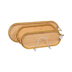 TRAY SET 3PC WOODEN IR 981-45 Default Title - MamasJan Crockery