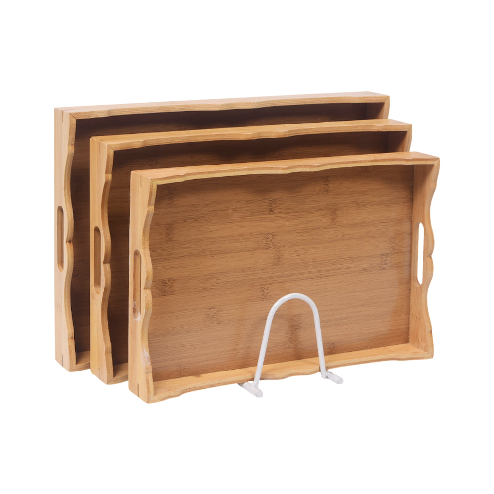 TRAY SET 3PC WOODEN IR P4 Default Title - MamasJan Crockery