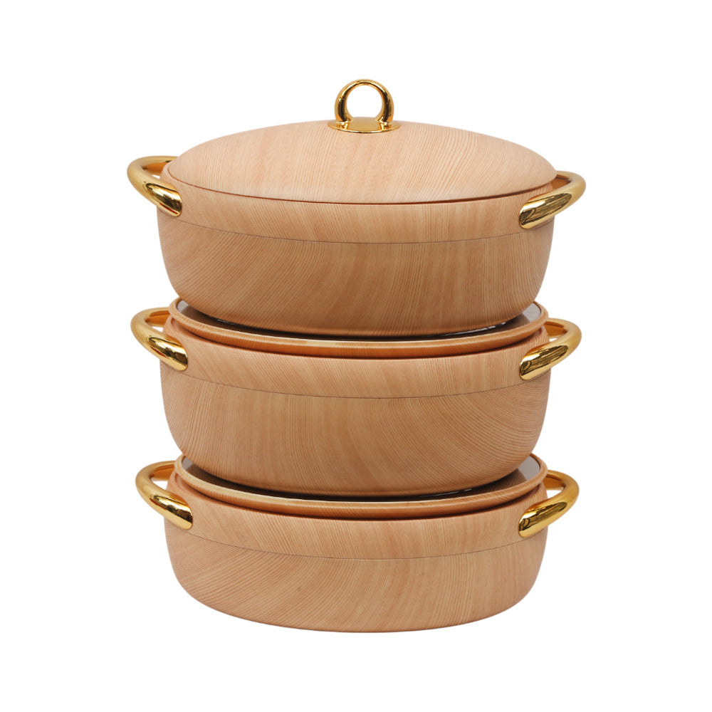 HOT POT SET 3PC FOREVER GOLD EC915T MARBLE LIGHT WOOD Default Title - MamasJan Crockery