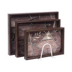 TRAY SET 3PC WOODEN RECTANGULAR J1 Default Title - MamasJan Crockery