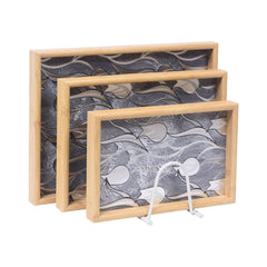 TRAY SET 3PC WOODEN RECTANGULAR J2 Default Title - MamasJan Crockery