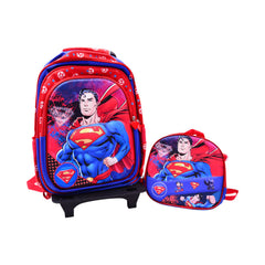 10862-21 SCHOOL BAG W-TROLLEY SUPERMAN EMBOSSED IR 16INCH Default Title - MamasJan Toys