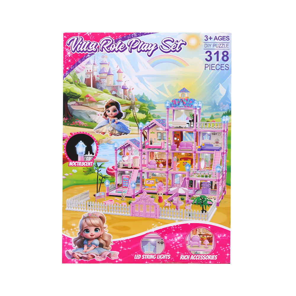 BTX602 MUSICAL PINK DOLL HOUSE 298PCS A.I Default Title - MamasJan Toys