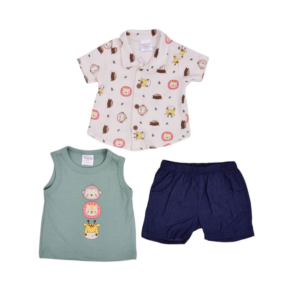 BOYS S/S 3PC KNICKER SUIT MZW-25 0-3M 247-008 THAI Default Title - MamasJan KidsWear