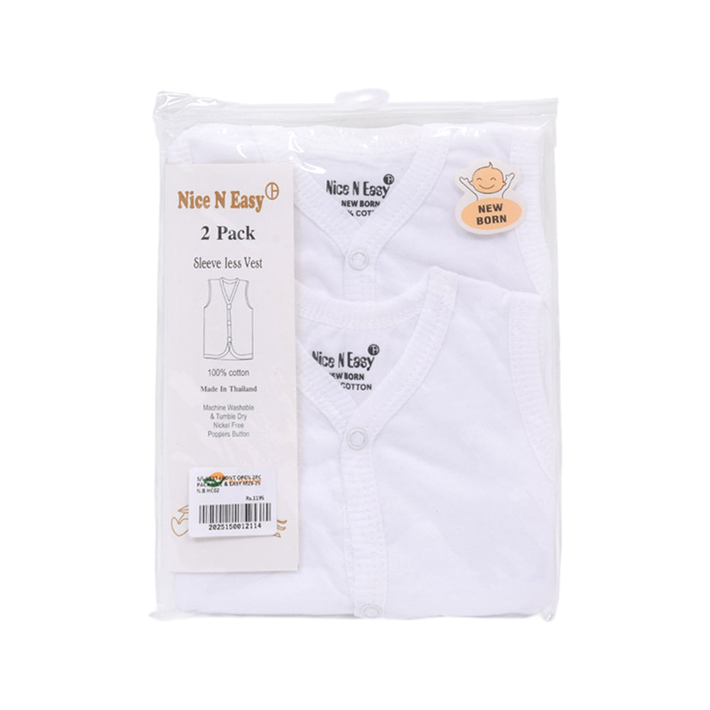 S/L VEST FRONT OPEN 2PC PACK NICE & EASY MZS-25 N.B HC02 Default Title - MamasJan KidsWear