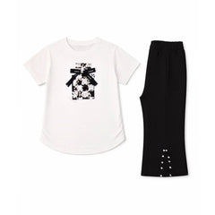 GIRLS S/S 2PC BLOUSE PANT SUIT MZS-25 7-8 YEAR S-0008 W/G Default Title - MamasJan KidsWear