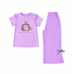 GIRLS S/S 2PC BLOUSE SUIT MZS-25 4-5 YEAR NO11 Default Title - MamasJan KidsWear