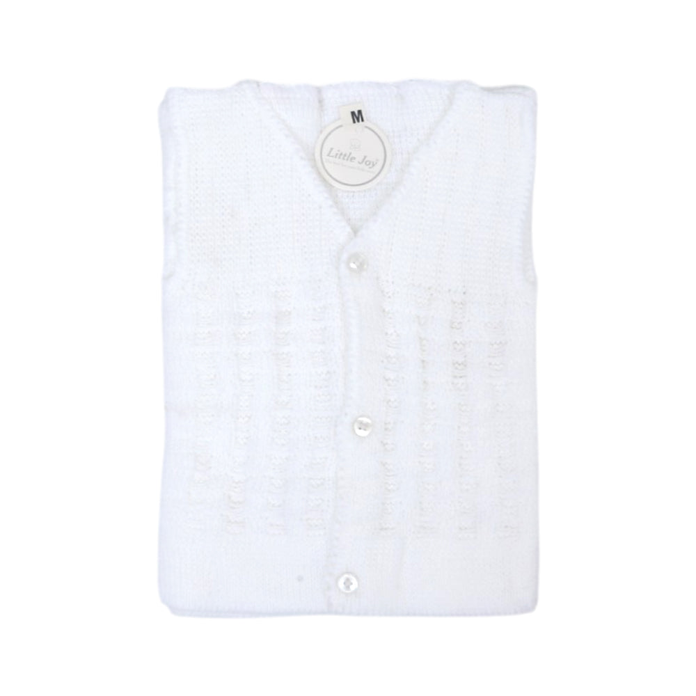 BABY WOOLEN VEST FRONT OPEN WHITE MEDIUM NZW-25 Default Title - MamasJan KidsWear