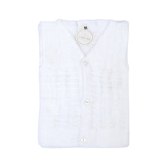 BABY WOOLEN VEST FRONT OPEN WHITE MEDIUM NZW-25 Default Title - MamasJan KidsWear