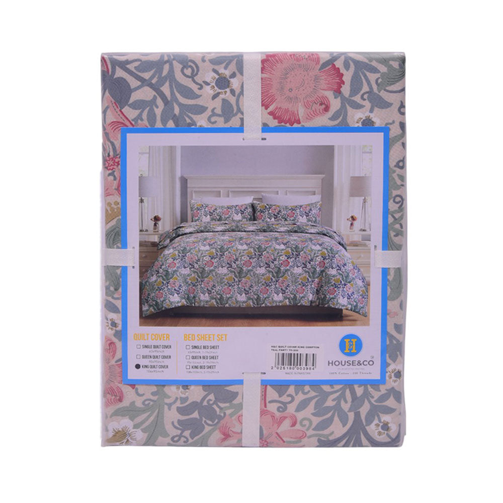 House & Co QUILT COVER KING COMPTON TEAL PARTY TC-200 Default Title - MamasJan Household