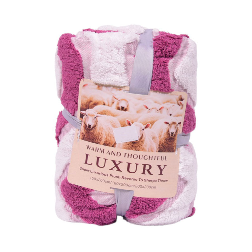 FLEECE BLANKET IR PURPLE & WHITE 62301-7 Default Title - MamasJan Household