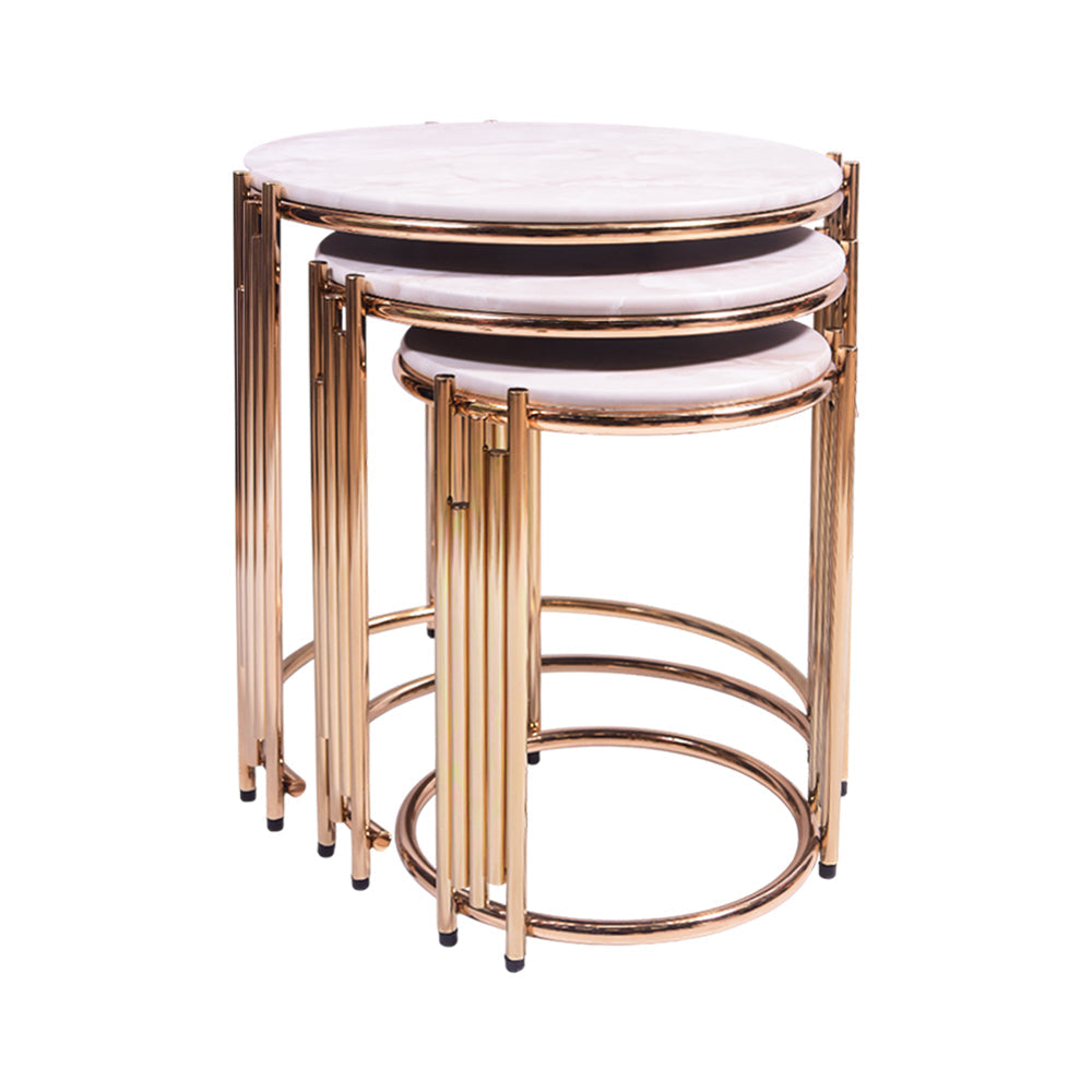 TABLE SET 3 PCS ROUND PANJA P21817 Default Title - MamasJan Household