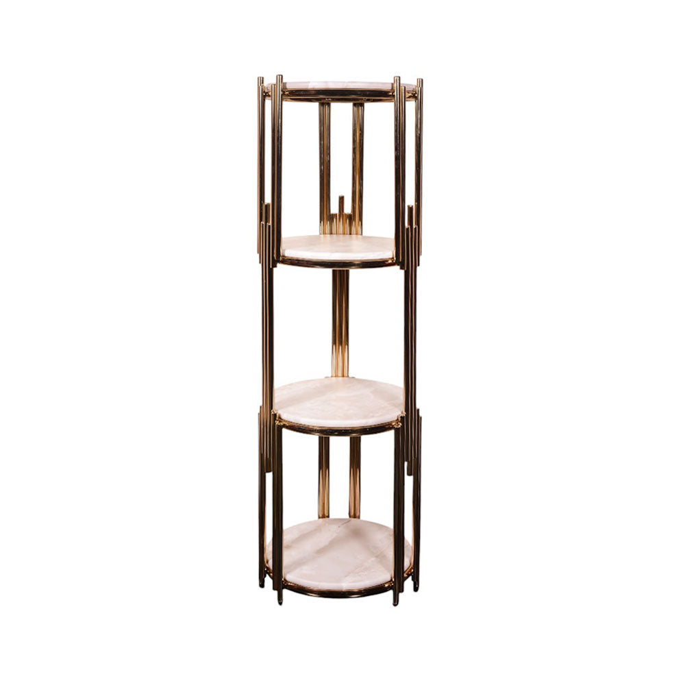 FLOWER STAND GOLDEN 4 SHELF ROUND-P21817 Default Title - MamasJan Household