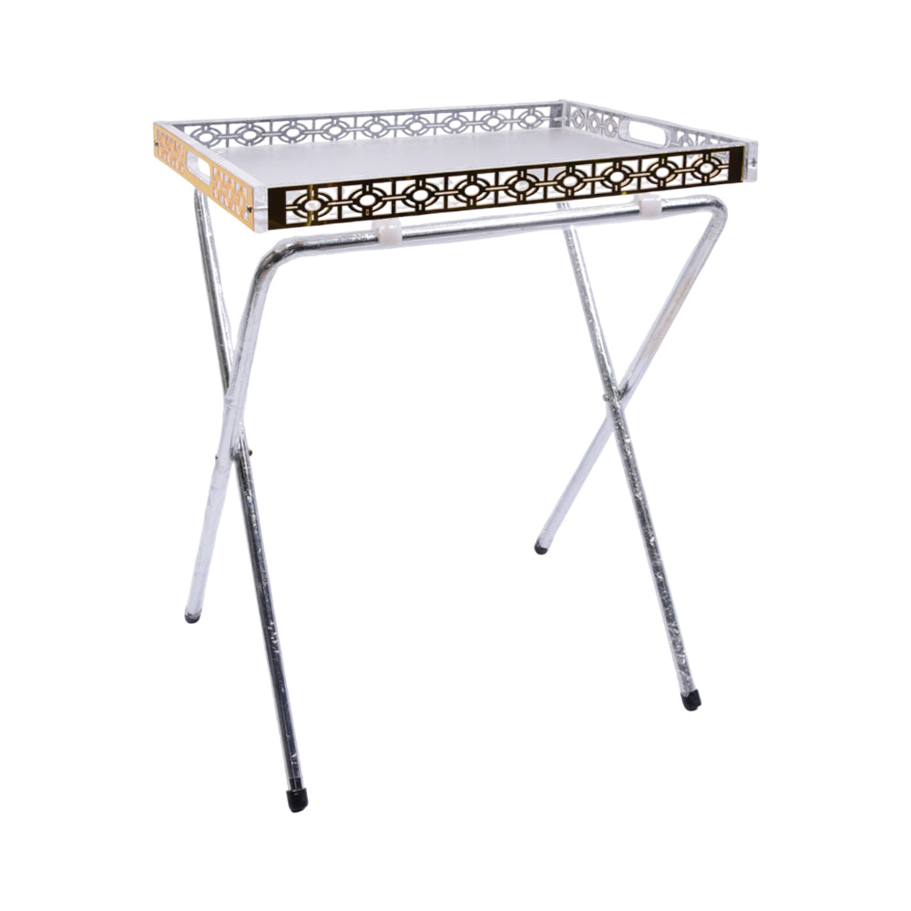 FOLDING TABLE ACRYLIC WHITE/GOLDEN 303 Default Title - MamasJan Household