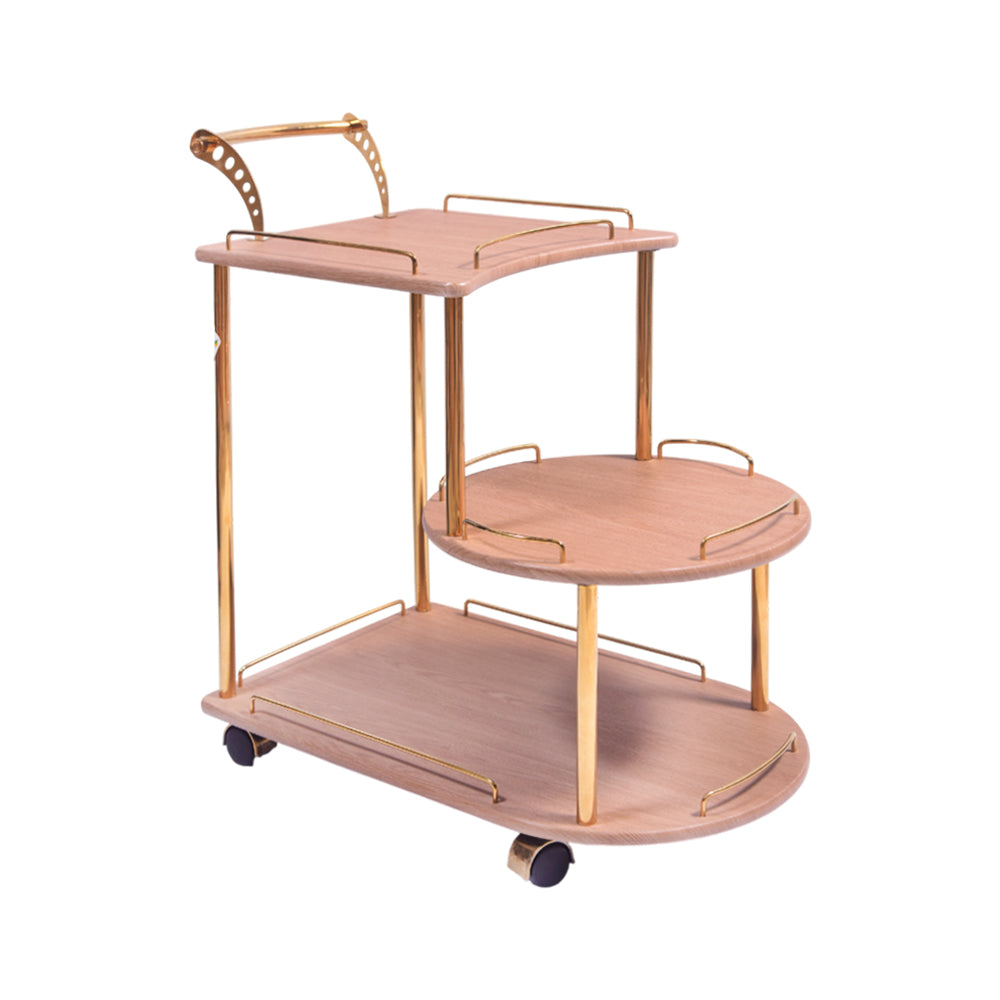 TEA TROLLEY 3 SHELF BAGGI-201 TEXTURE WOOD-E08 Default Title - MamasJan Household