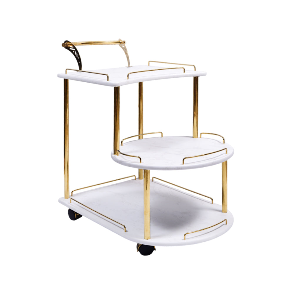 TEA TROLLEY 3 SHELF BAGGI-201 WHITE MARBLE-E02 Default Title - MamasJan Household