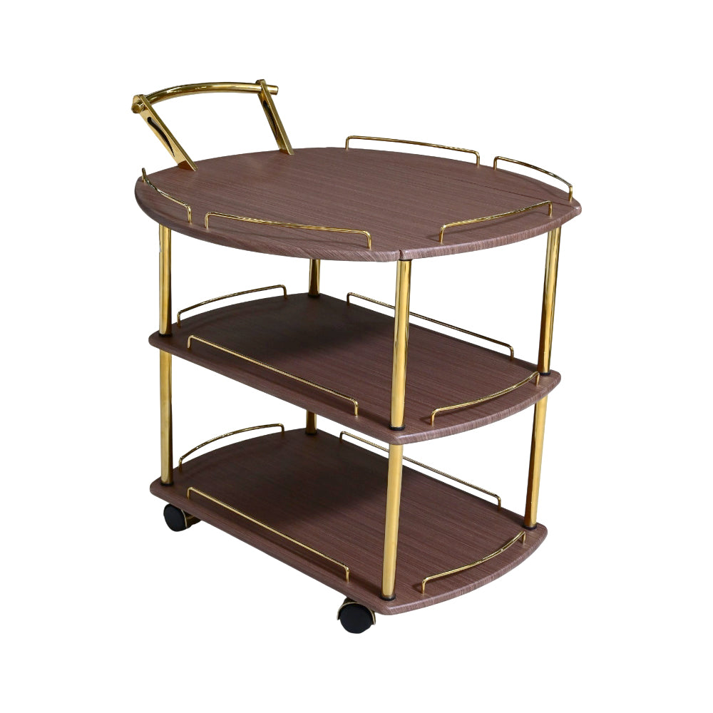TEA TROLLEY FOLDING 3 SHELF-885 DARK BROWN-E14 Default Title - MamasJan Household
