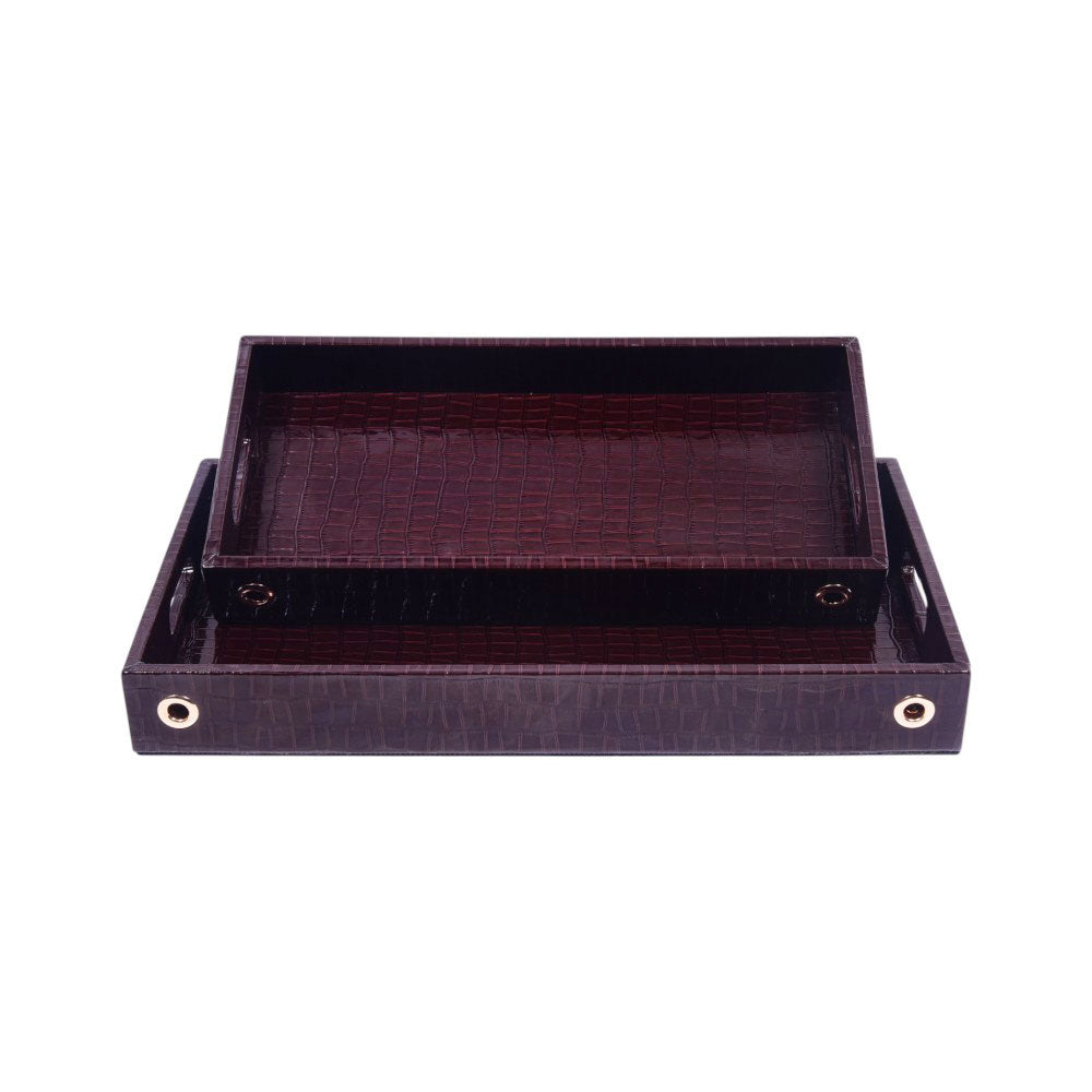 TRAY SET 2PC LEATHER LONG LS-02 Default Title - MamasJan Décor