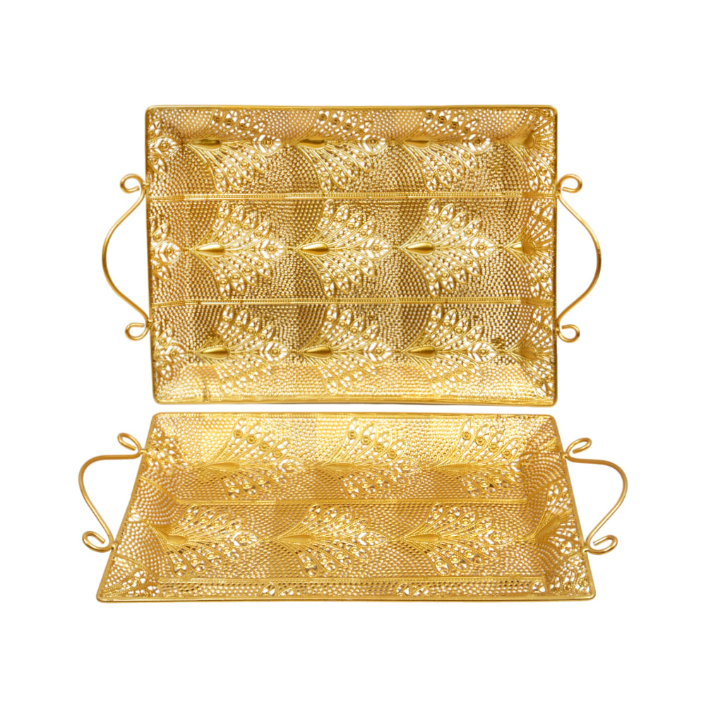 TRAY METAL 2PC SET IR BT887 Default Title - MamasJan Décor