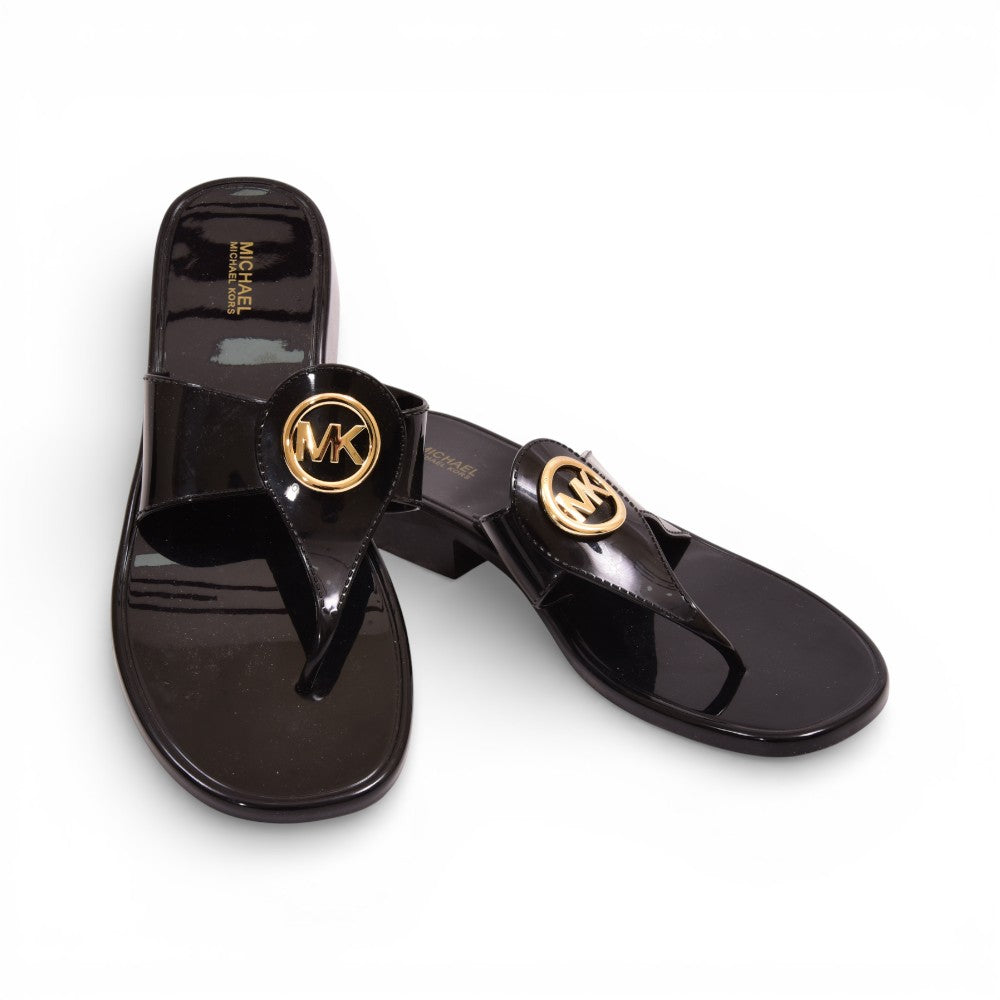 MK HANNAH JELLY THONG SLIDE PVC 49S5HNFA1B BLACK 9 Default Title - MamasJan Ladies Shoes & Bags