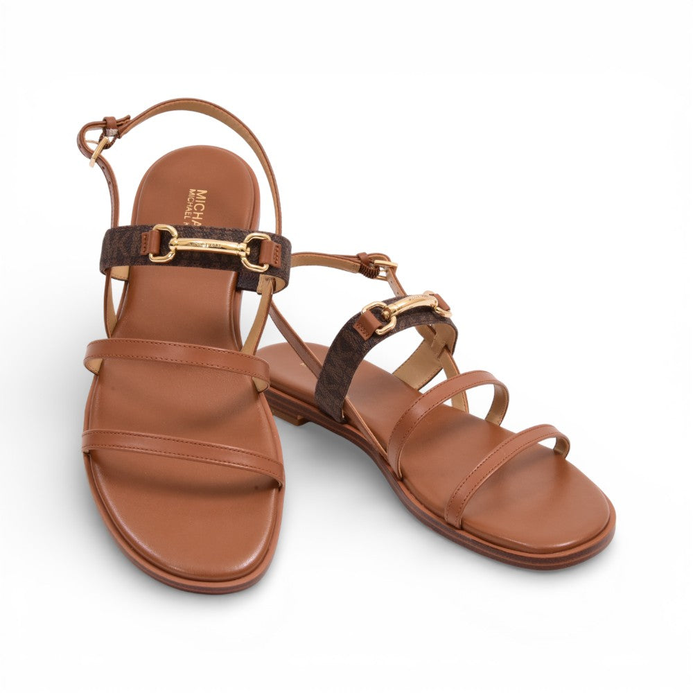 MK CARSON FLAT SANDAL MK.SIG.SM 49S5CRFS1B BROWN 8.5 Default Title - MamasJan Ladies Shoes & Bags