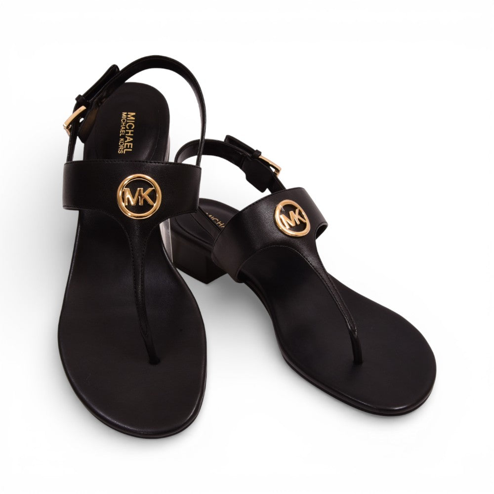 MK HANNAH THONG SANDAL FAUX LEATHER 49S5HFS3L BLACK 9.5 Default Title - MamasJan Ladies Shoes & Bags