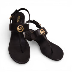 MK HANNAH THONG SANDAL FAUX LEATHER 49S5HFS3L BLACK 9.5 Default Title - MamasJan Ladies Shoes & Bags