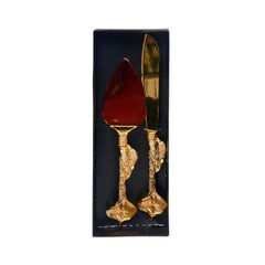 CAKE SERVING SET 2PC GOLDEN D21 AE Default Title - MamasJan Crockery
