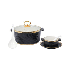 SOUP SET 21PC PORCELAIN BLACK MS Default Title - MamasJan Crockery