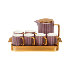 COFFEE SET 9PC CERAMIC METAL AM9562-S8 PURPLE AAK Default Title - MamasJan Crockery