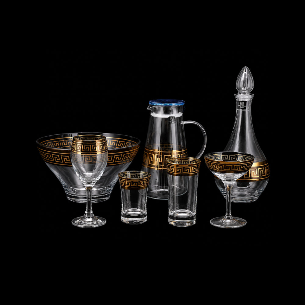 PARTY SET 28PC PSB HAND CUT GOLDEN CHT-HGB018 Default Title - MamasJan Crockery