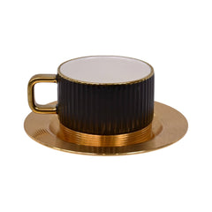 CUP & SAUCER SET 6PC PORCELAIN BLACK 5-6 MKT Default Title - MamasJan Crockery