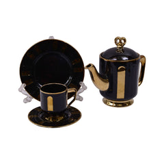 TEA SET 24PC CERAMIC SHINE COLLECTION ABC25-332 BLACK Default Title - MamasJan Crockery