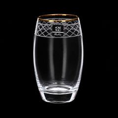 GLASS PSB HAND CUT BARREL GOLD 41020-56-B003 (Pack of 6) Default Title - MamasJan Crockery
