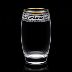 GLASS PSB HAND CUT BARREL GOLD 41020-56-B005 (Pack of 6) Default Title - MamasJan Crockery