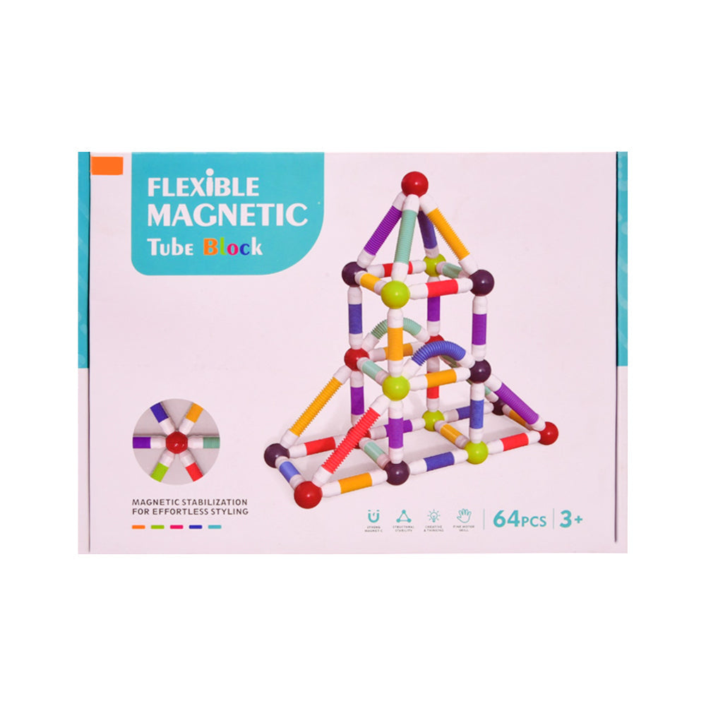 268C FLEXIBLE MAGNETIC TUBE BLOCKS SET 64PC IR Default Title - MamasJan Toys