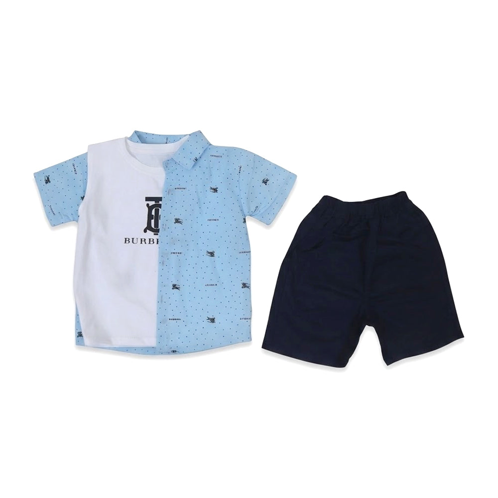 BOYS S/S 3PC KNICKER SUIT 2667 ZHW-26 3-4YEAR SKY BLUE MINIM Default Title - MamasJan KidsWear