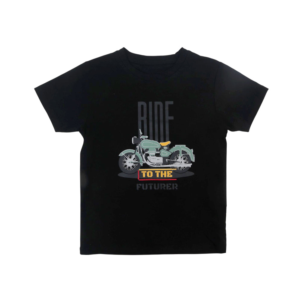 BOYS S/S ROUND NECK T-SHIRT BLACK ZHS-26 5-6 YEAR 2651 Default Title - MamasJan KidsWear