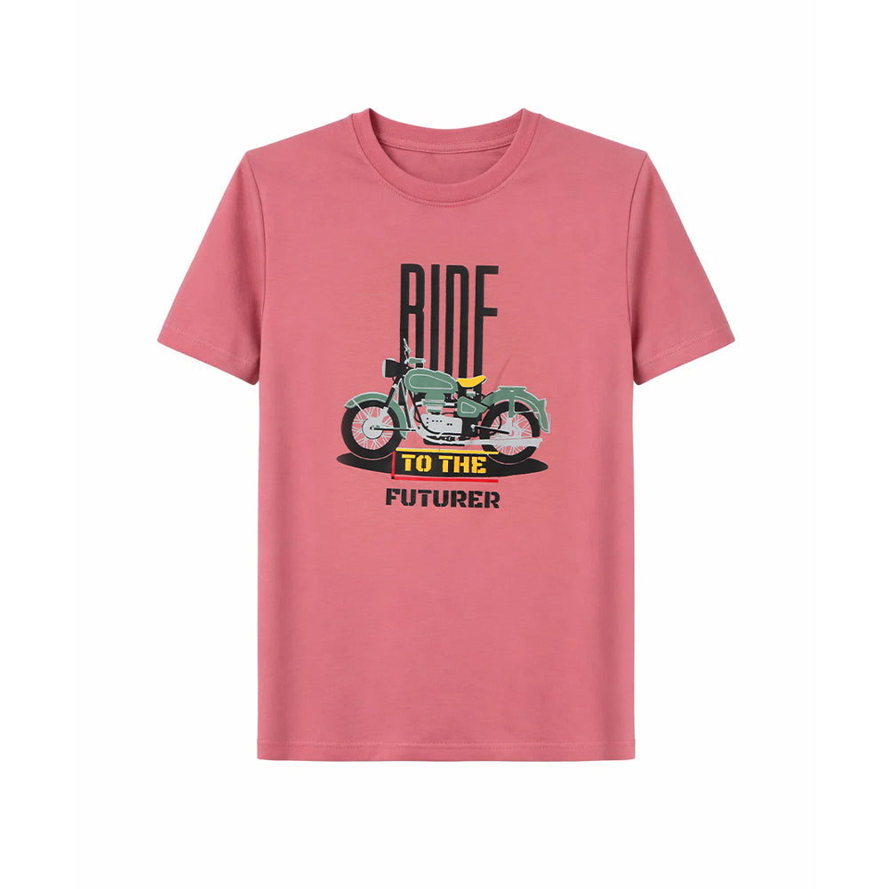 BOYS S/S ROUND NECK T-SHIRT PEACH ZHS-26 8-9 YEAR 2651 Default Title - MamasJan KidsWear