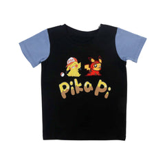 BOYS S/S ROUND NECK T-SHIRT BLACK ZHS-26 18-24M 2617 Default Title - MamasJan KidsWear