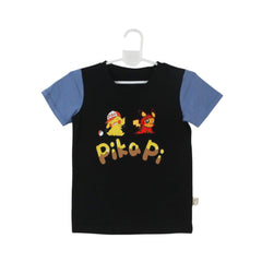 BOYS S/S ROUND NECK T-SHIRT BLACK ZHS-26 3-4 YEAR 2617 Default Title - MamasJan KidsWear