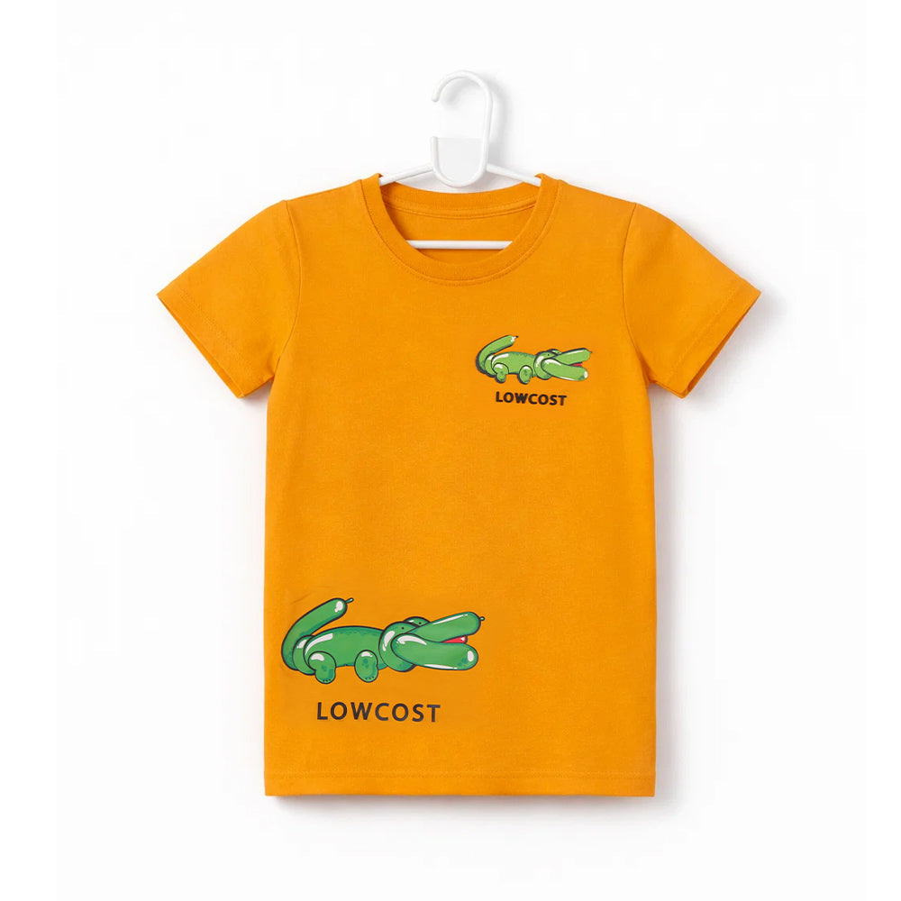 BOYS S/S ROUND NECK T-SHIRT MUSTARD ZHS-26 4-5 YEAR 2601 Default Title - MamasJan KidsWear
