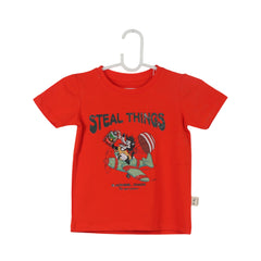 BOYS S/S ROUND NECK T-SHIRT ORANGE ZHS-26 18-24M 2607 Default Title - MamasJan KidsWear