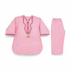 GIRLS L/S 2PC PRINTED KURTA SUIT PEACH ZHS-26 4-5 YEAR 5284 Default Title - MamasJan KidsWear
